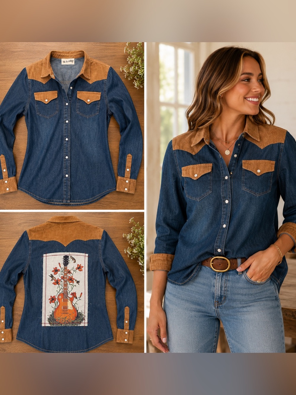 THE NU VINTAGE- Scarlet Sonora Guitar Shirt NWT